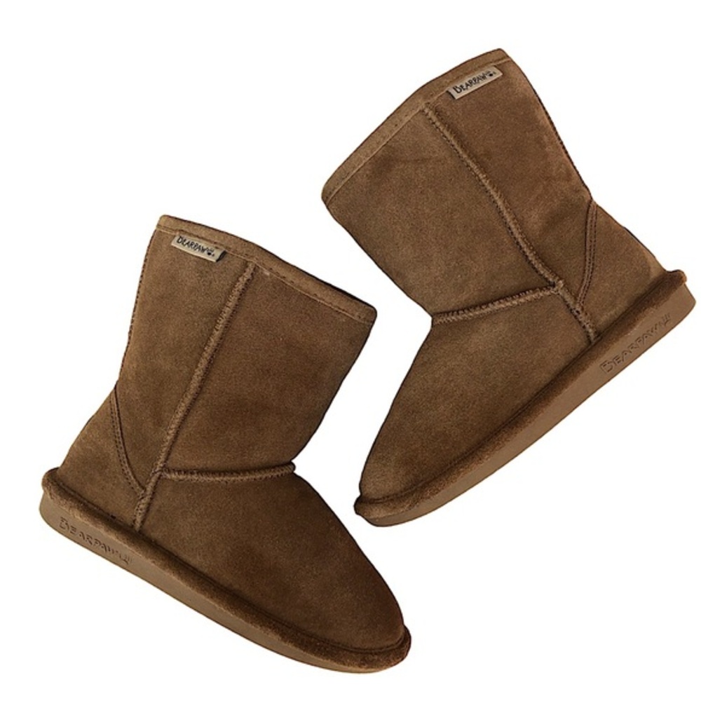 BEARPAW Suede Unisex-Child Emma Youth-K Sheepskin footbed Brown Boot - Size‎ 1